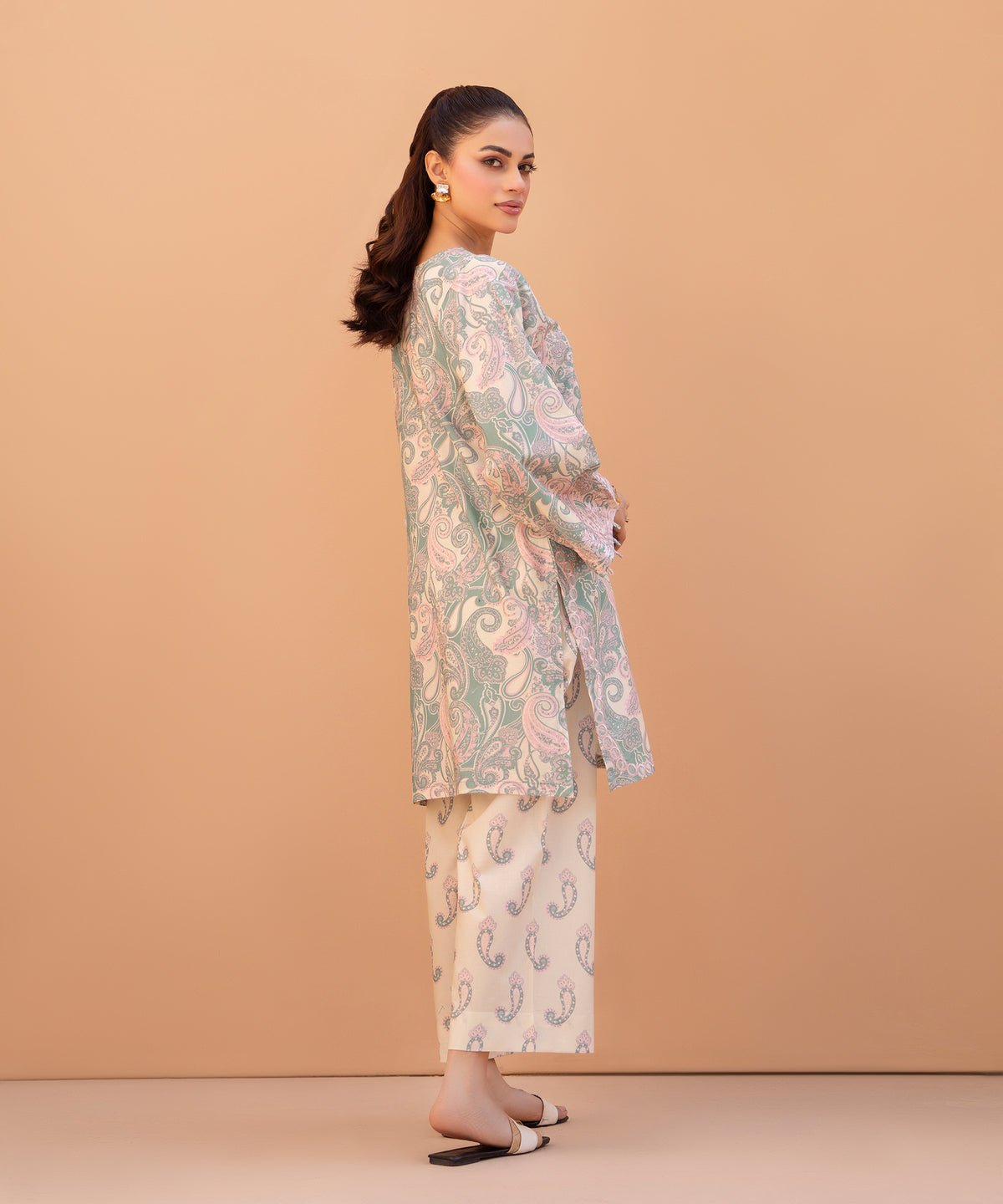 2PC Printed Embroidered Suit - LDS 1333