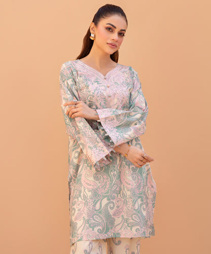 2PC Printed Embroidered Suit - LDS 1333