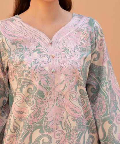 2PC Printed Embroidered Suit - LDS 1333