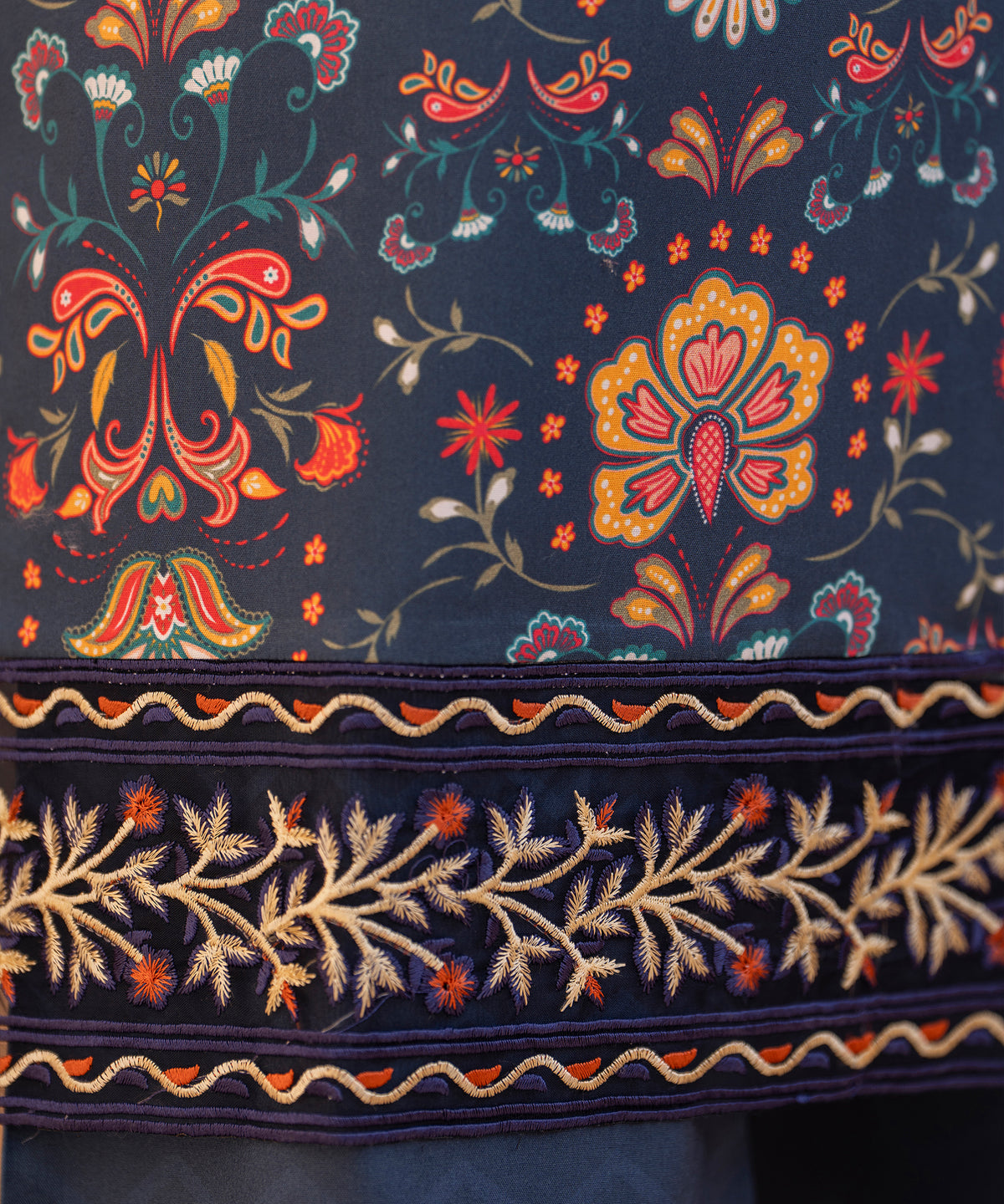 3PC Printed Embroidered Suit - LDS 1334