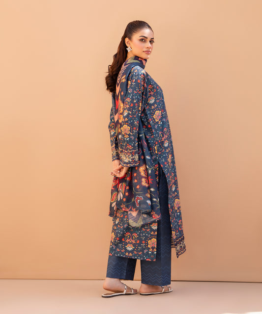3PC Printed Embroidered Suit - LDS 1334