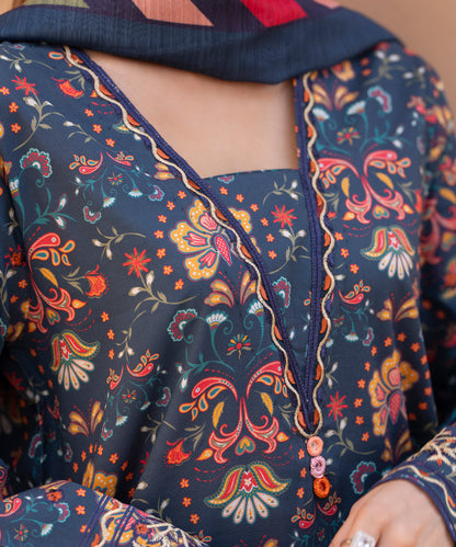3PC Printed Embroidered Suit - LDS 1334