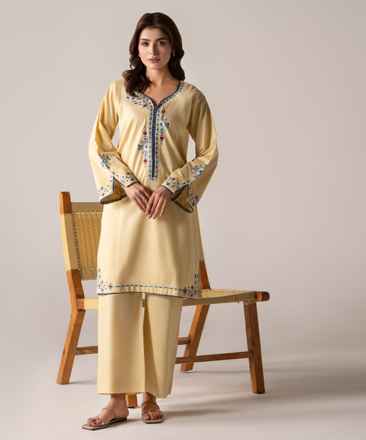 Women Solid Embroidered 2 Piece Suit - LDS1356