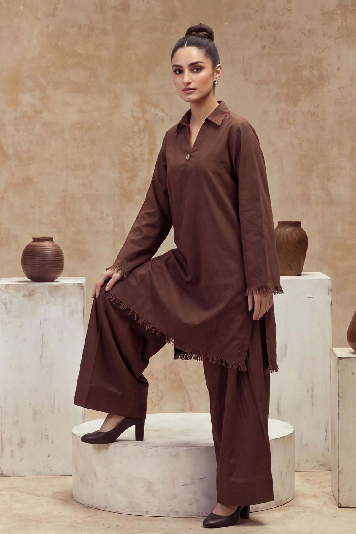 Women 2 Piece Solid Suit - LDS2148