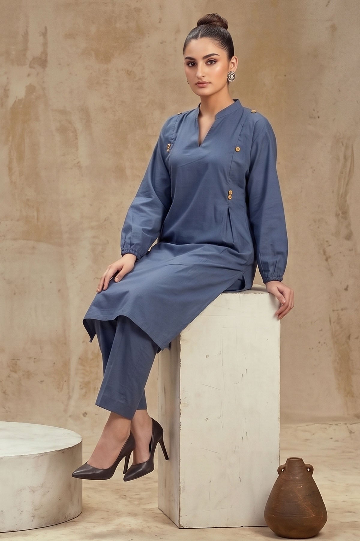 Women 2 Piece Solid Suit - LDS2314