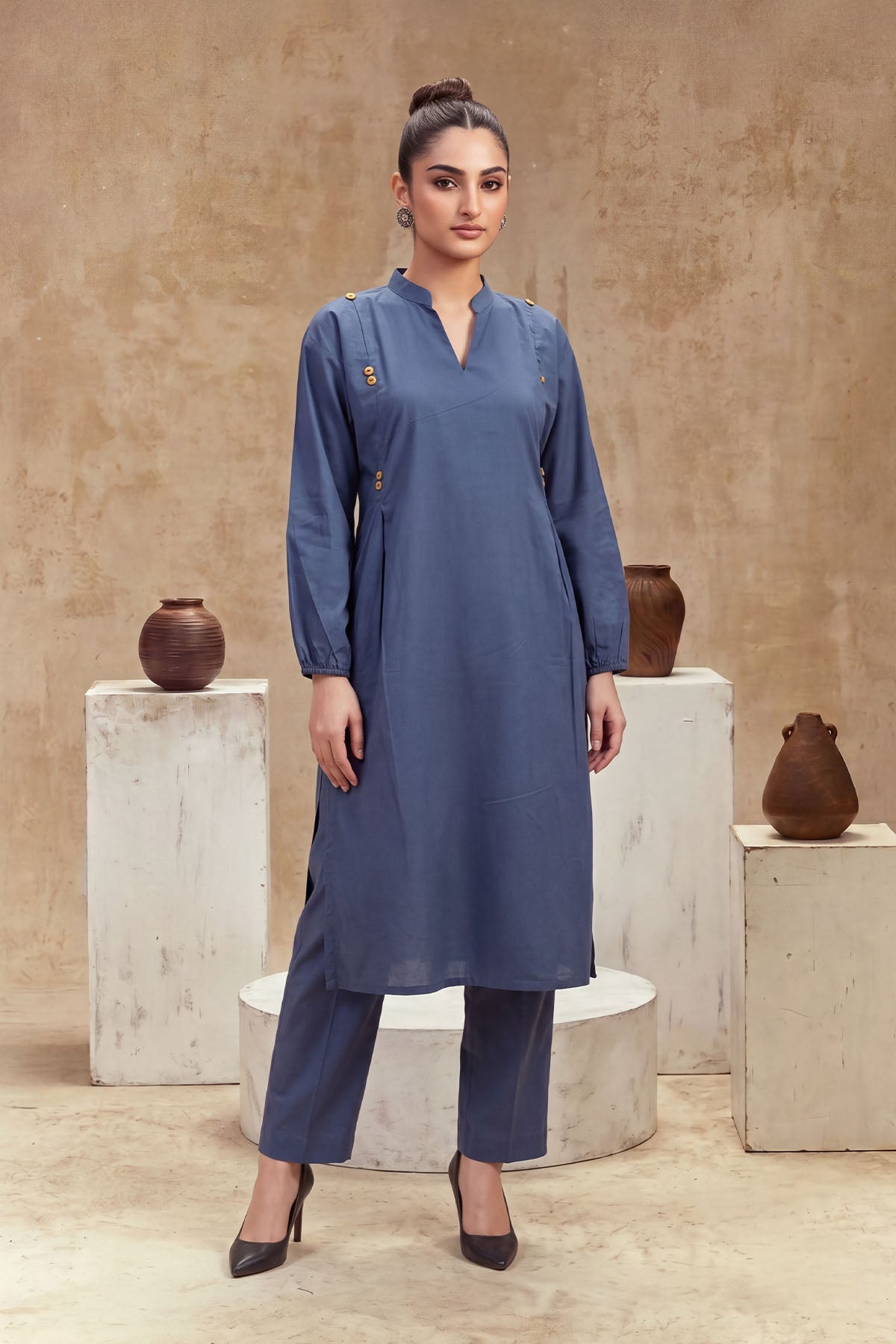 Women 2 Piece Solid Suit - LDS2314