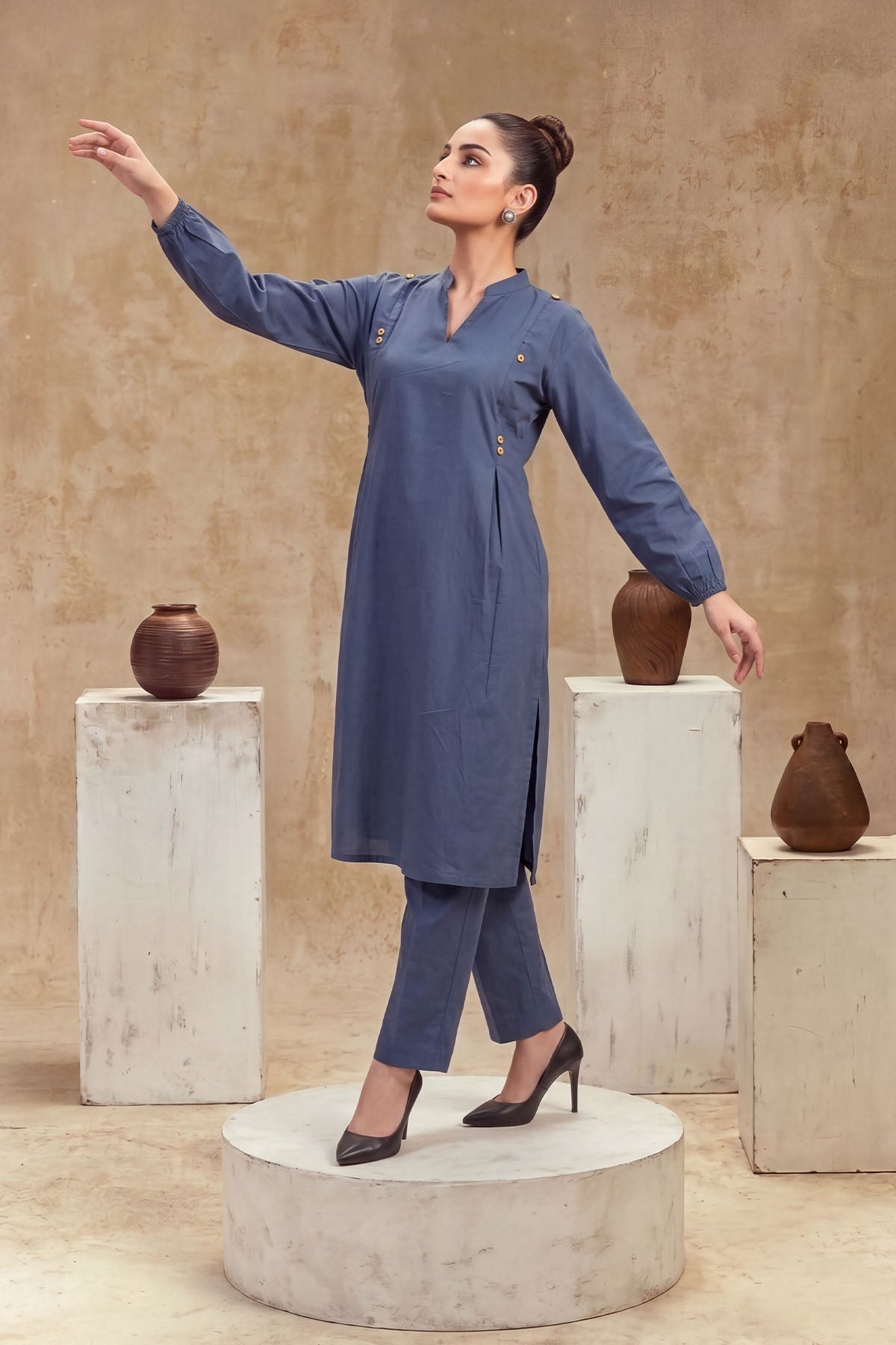 Women 2 Piece Solid Suit - LDS2314