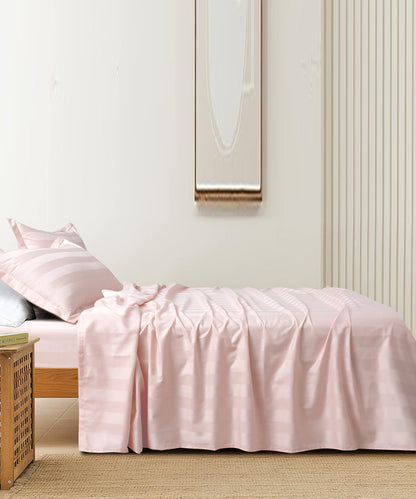 Stripe Satin Bedsheet Set 27 - (Hotel Collection)