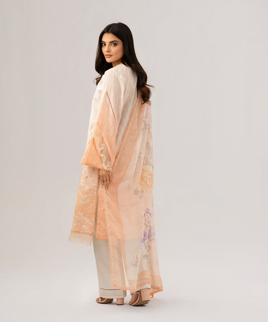 Women Printed Embroidered 3 Piece Suit - QUN076