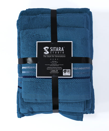 Channel Border Towel - Blue