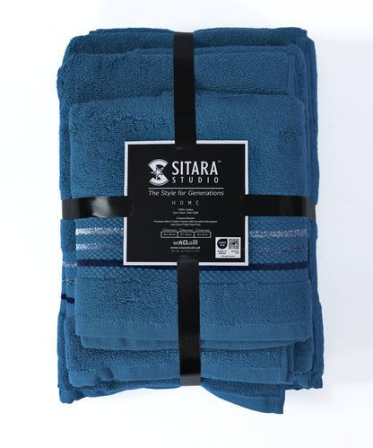 Channel Border Towel - Blue