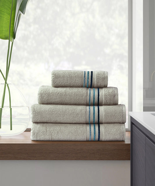 Channel Border Towel - Grey