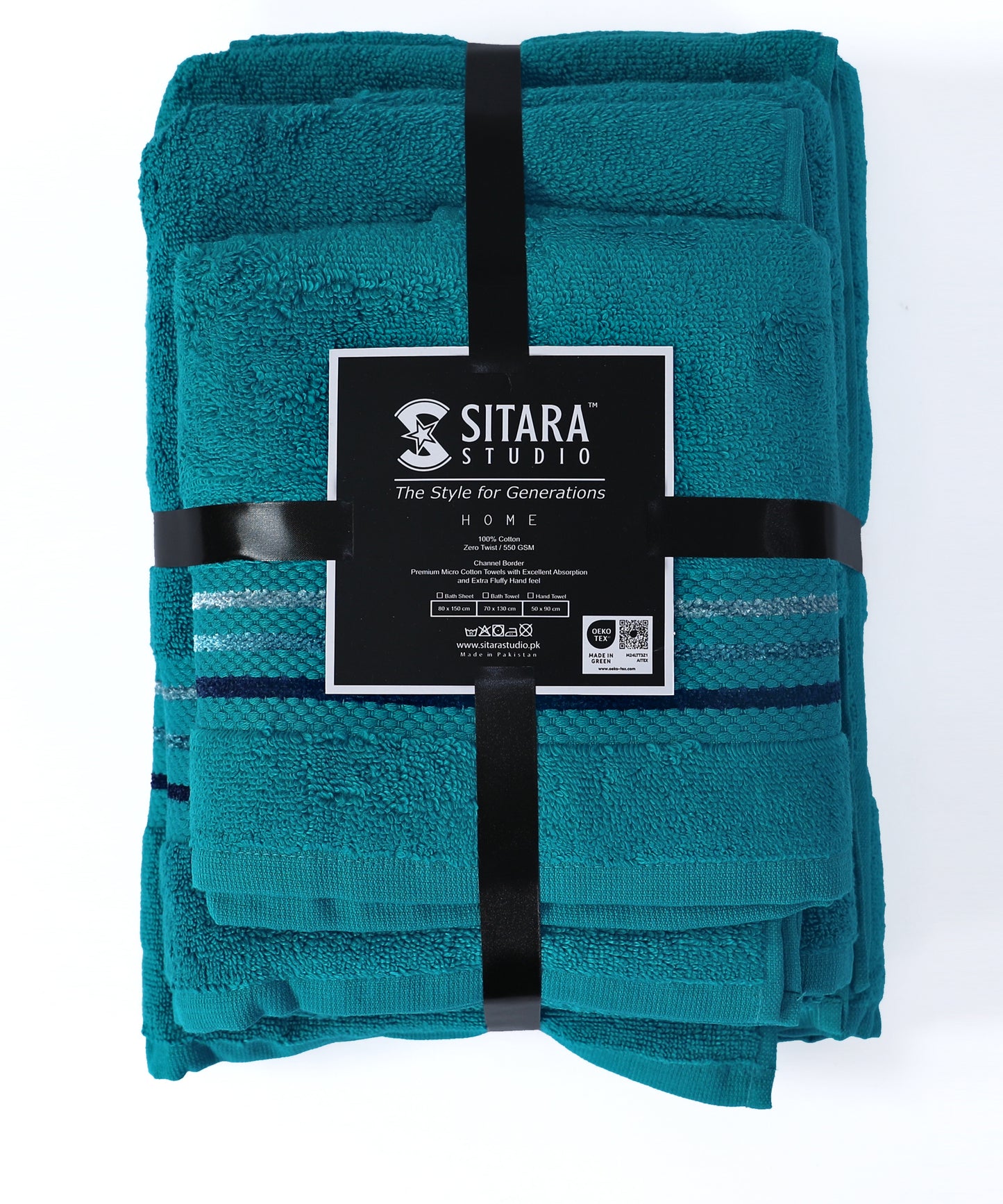 Channel Border Towel - Green