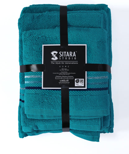 Channel Border Towel - Green