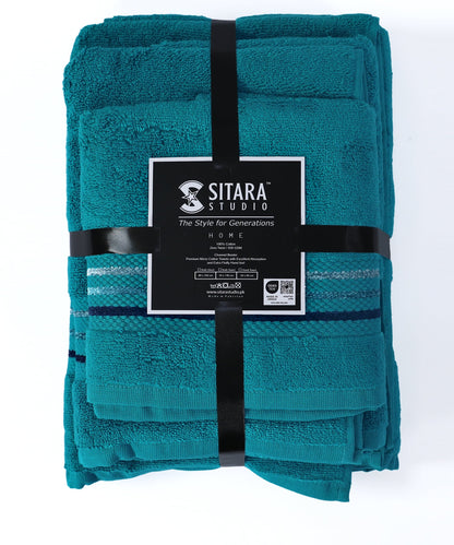 Channel Border Towel - Green