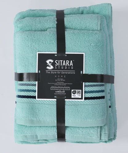 Channel Border Towel - Mint