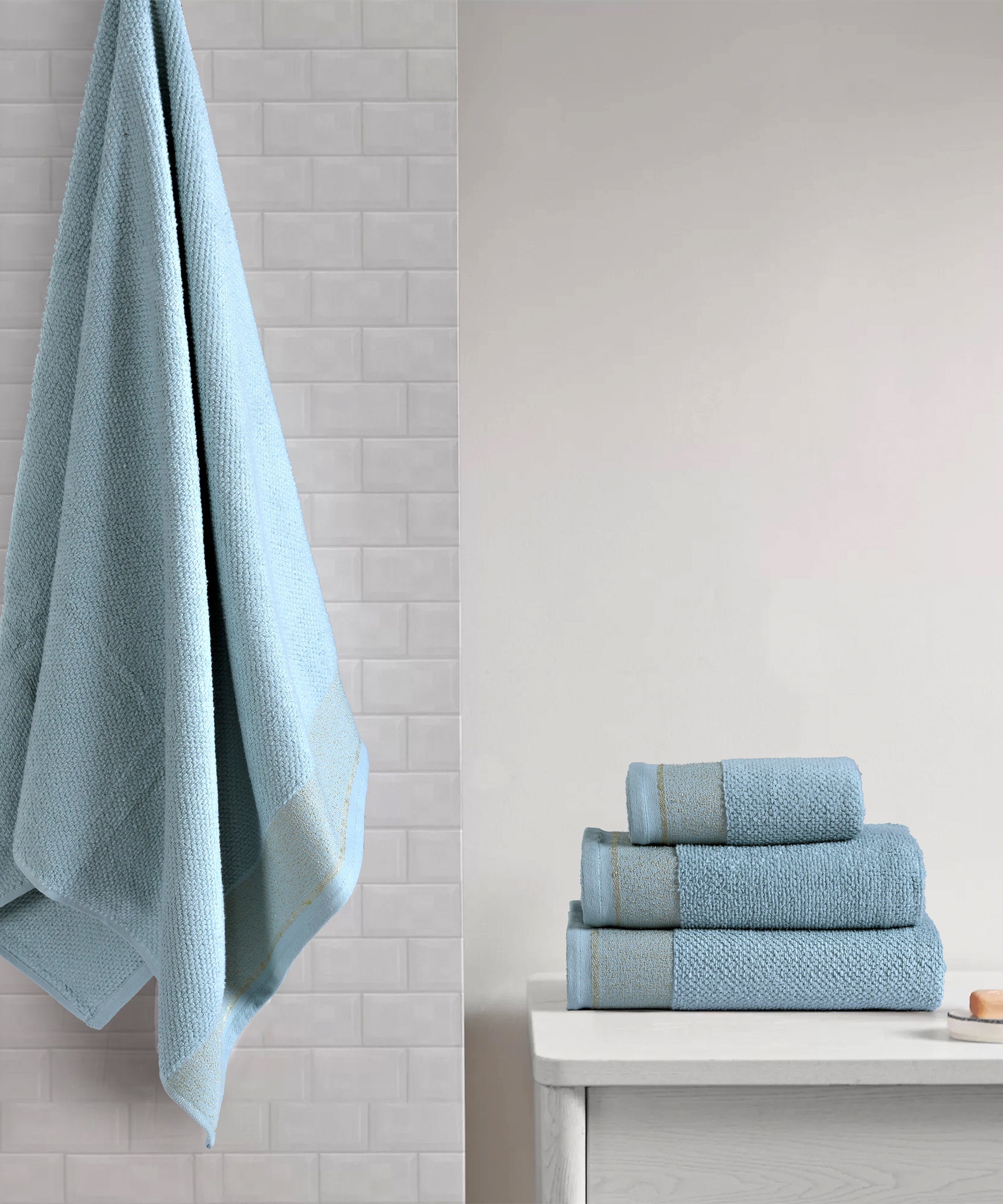 Waffle Pop Corn Towel Greylish Blue