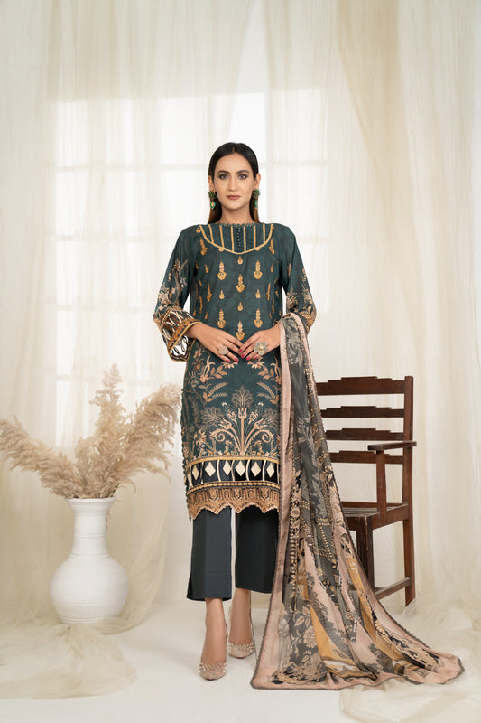 3 Piece UNIVERSAL DIGITAL Embroidered - 123
