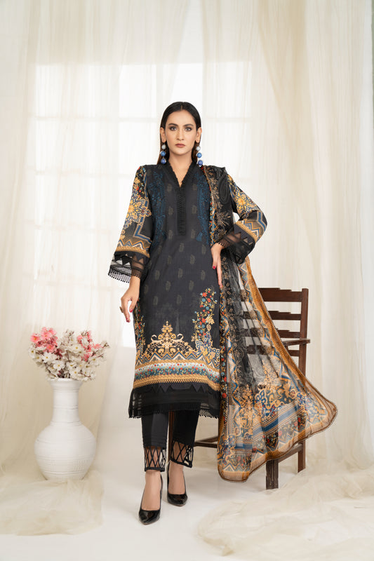3 Piece UNIVERSAL DIGITAL Embroidered - 124