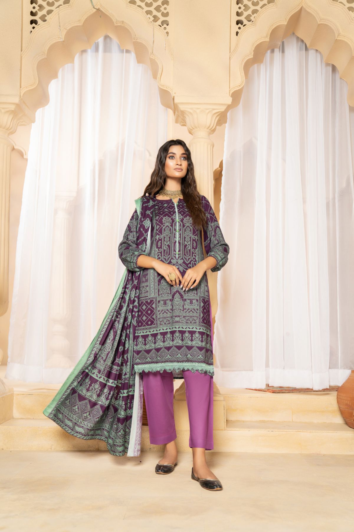 3PC Anarkali Digital Linen 58