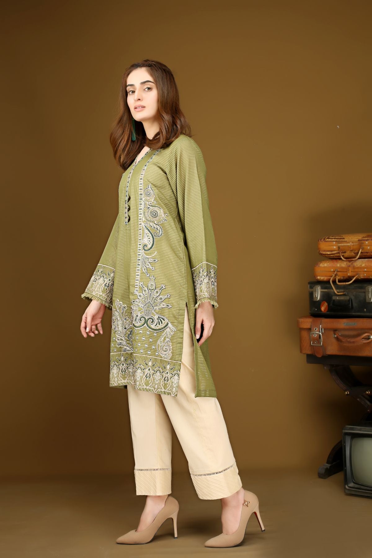2PC Embroidered Suit - LDS 495
