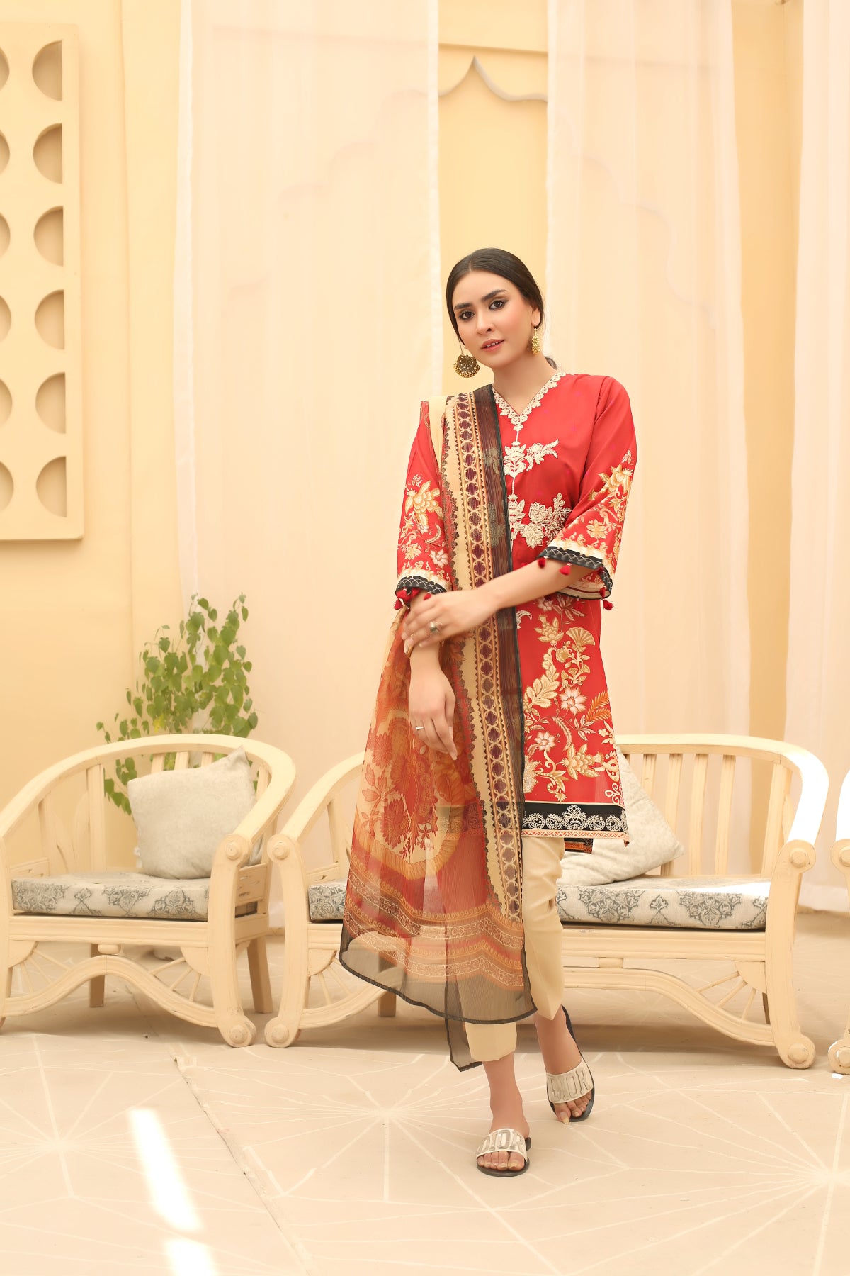 2PC Embroidered Suit - LDS 547