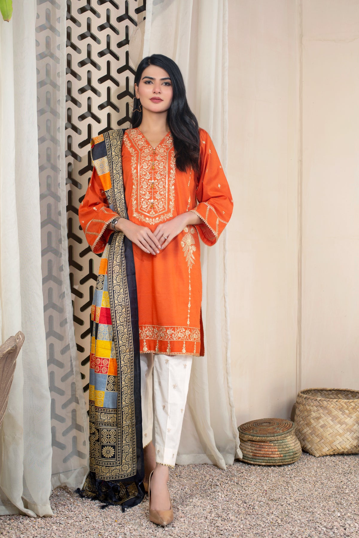 2PC Embroidered Suit - LDS 559