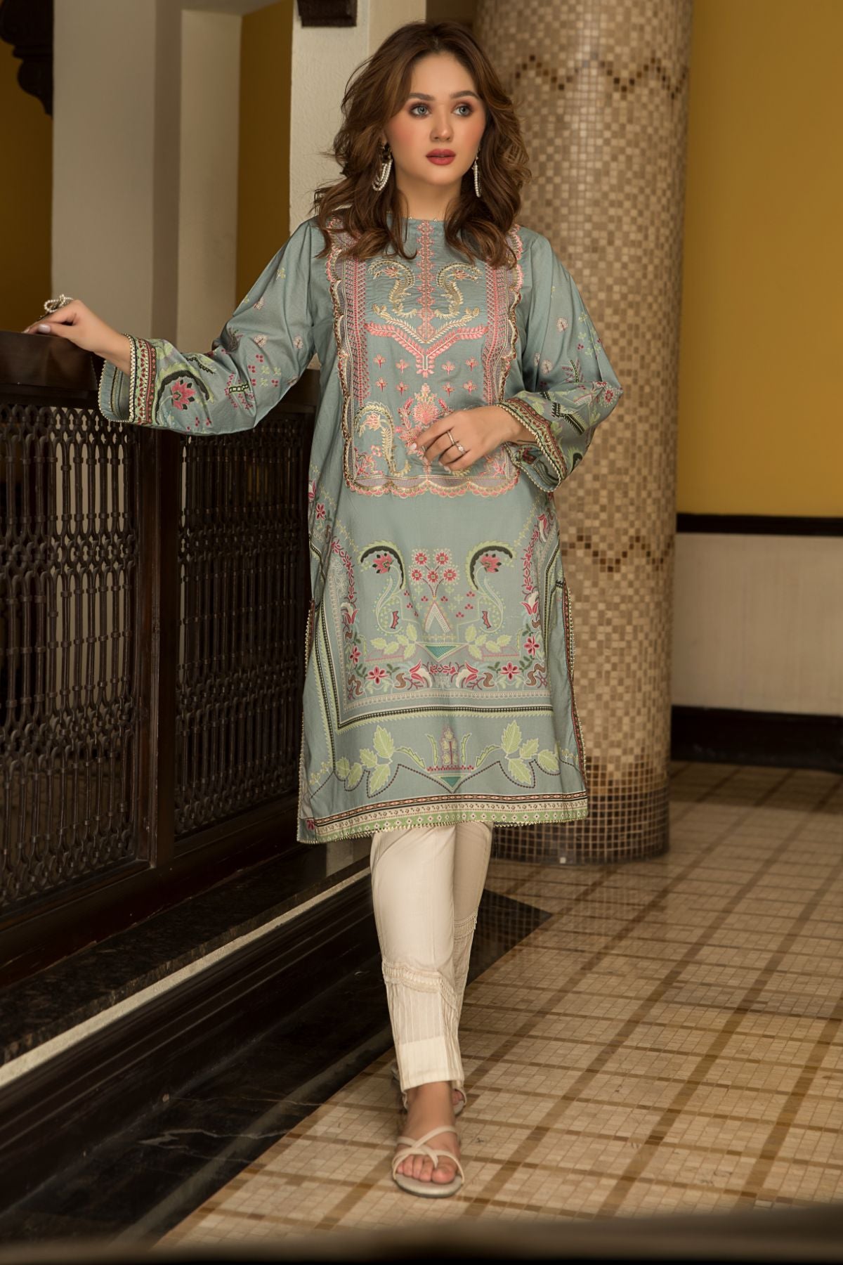 Printed Embroidered shirt - LDS 565