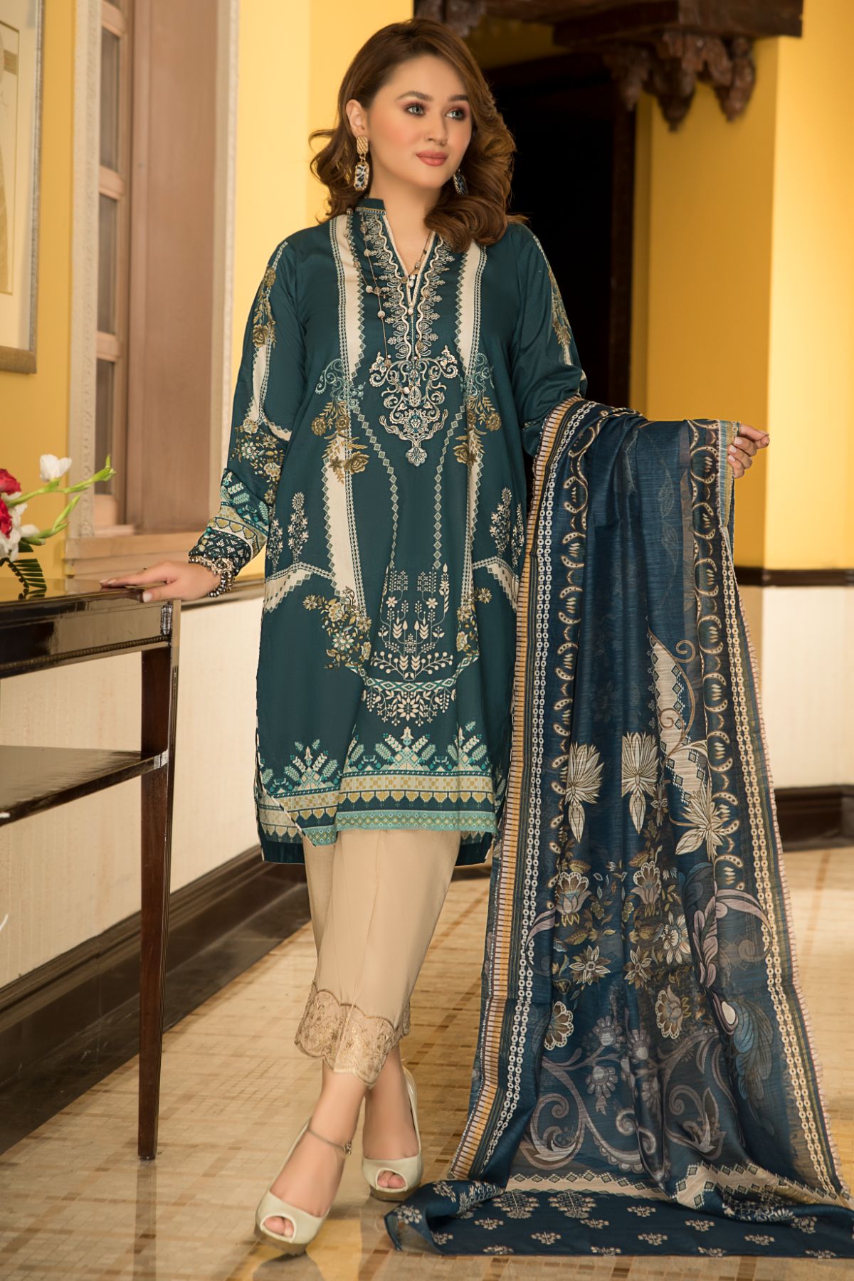 2PC Embroidered Suit - LDS 573