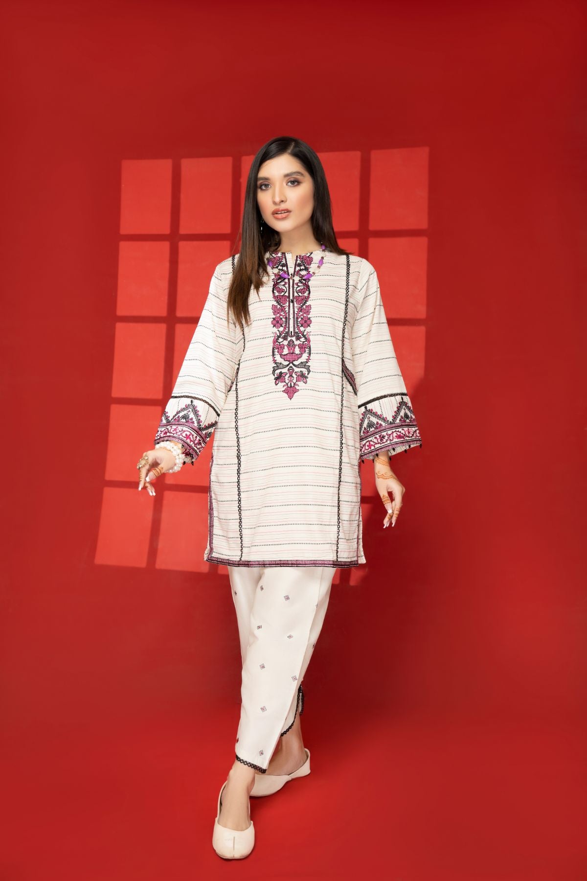 2PC Embroidered Suit - LDS 589