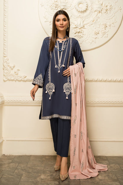 Women Solid Embroidered 2 Piece Suit - LDS732