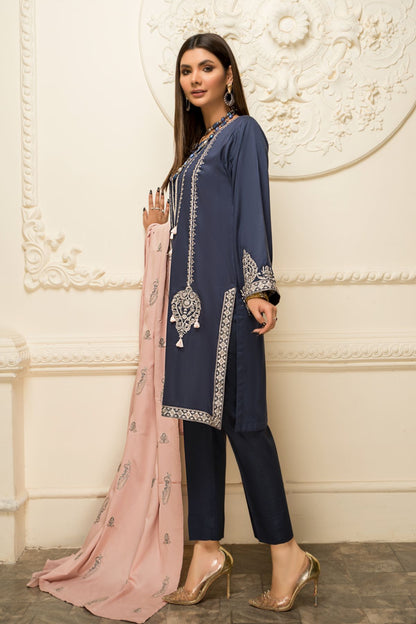 Women Solid Embroidered 2 Piece Suit - LDS732