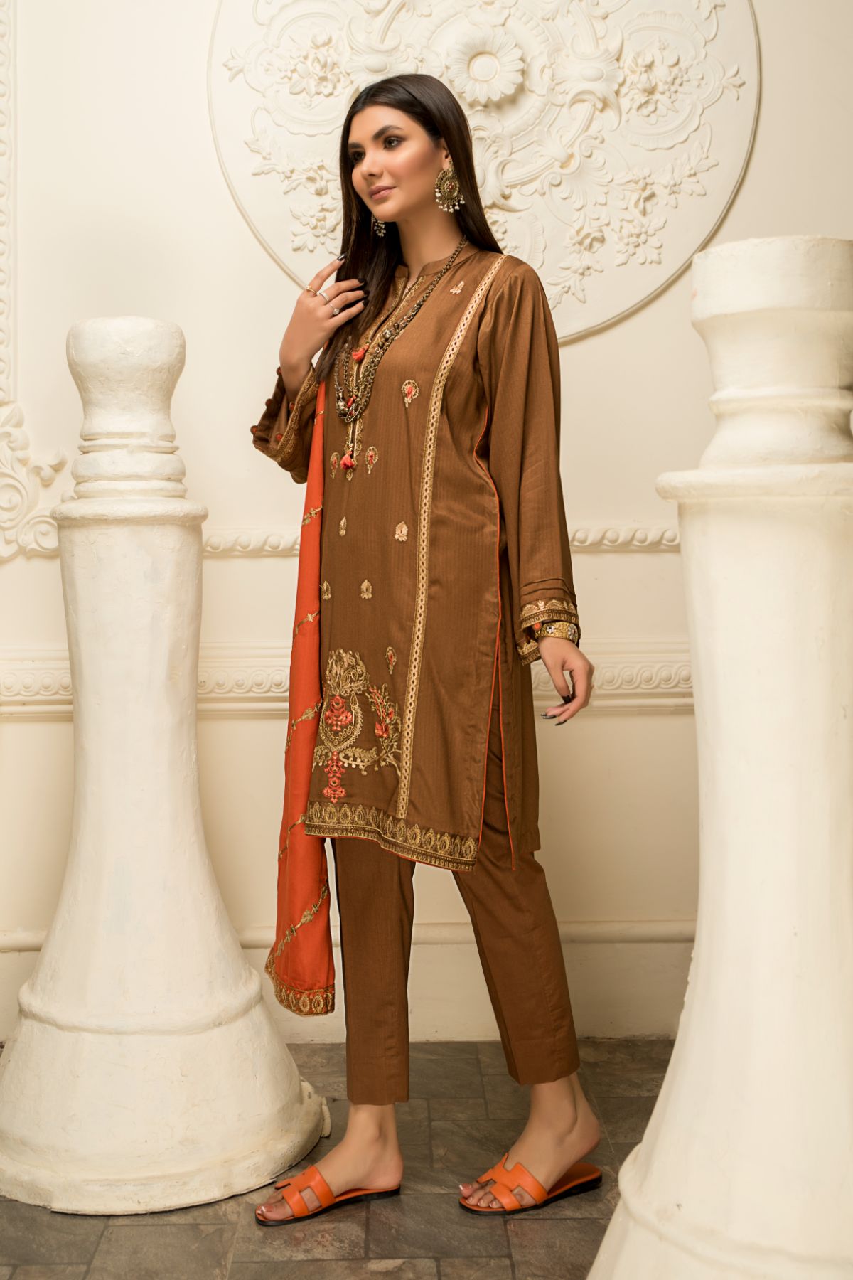 2PC Embroidered Suit - LDS 733