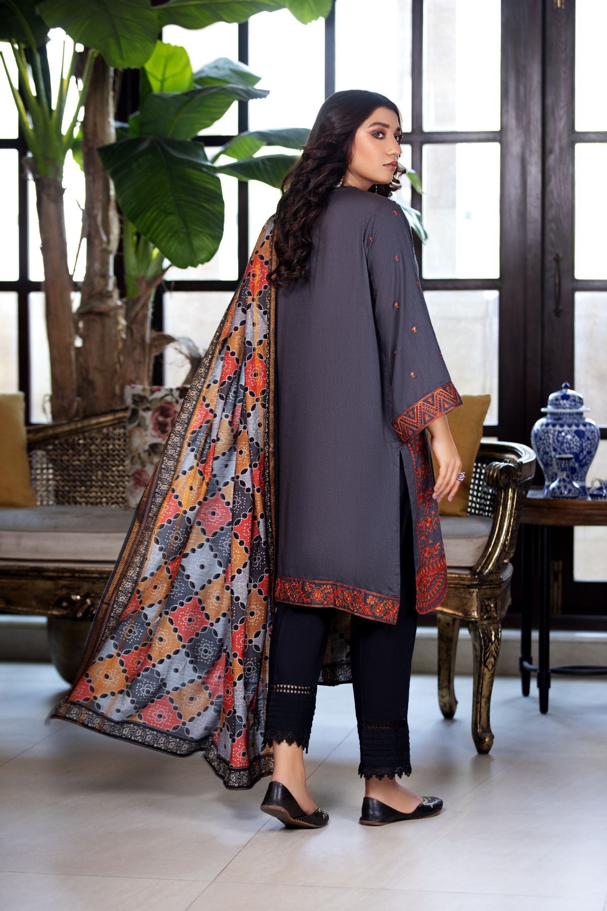2PC Embroidered Khaddar Suit - LDS 736