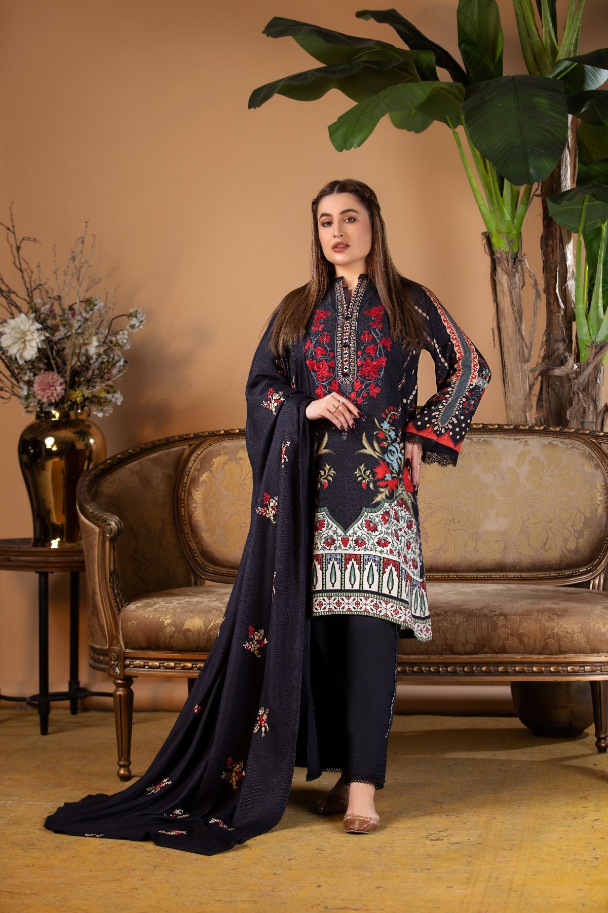 2PC Embroidered Suit - LDS 741