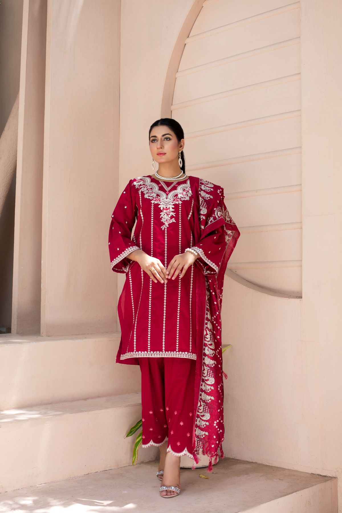 3PC Embroidered Suit - LDS 555