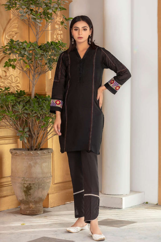 Black Slub Lawn Shirt - Lds-E323