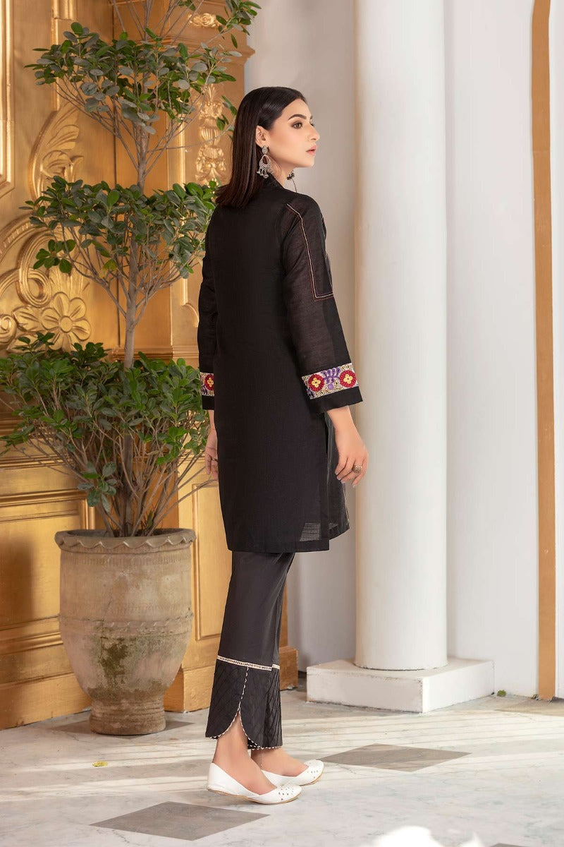 Black Slub Lawn Shirt - Lds-E323