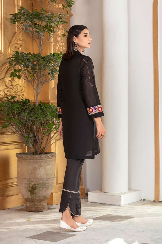 Black Slub Lawn Shirt - Lds-E323